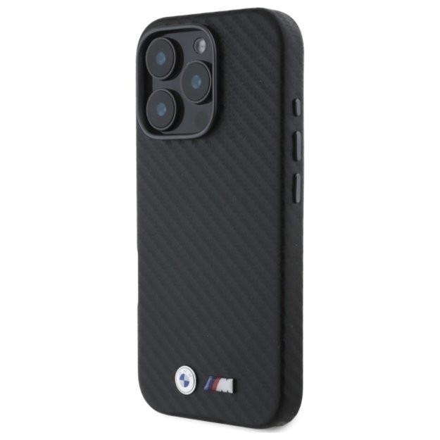 BMW Carbon Wrapped Metal iPhone 16 Pro Max Case - Black 1