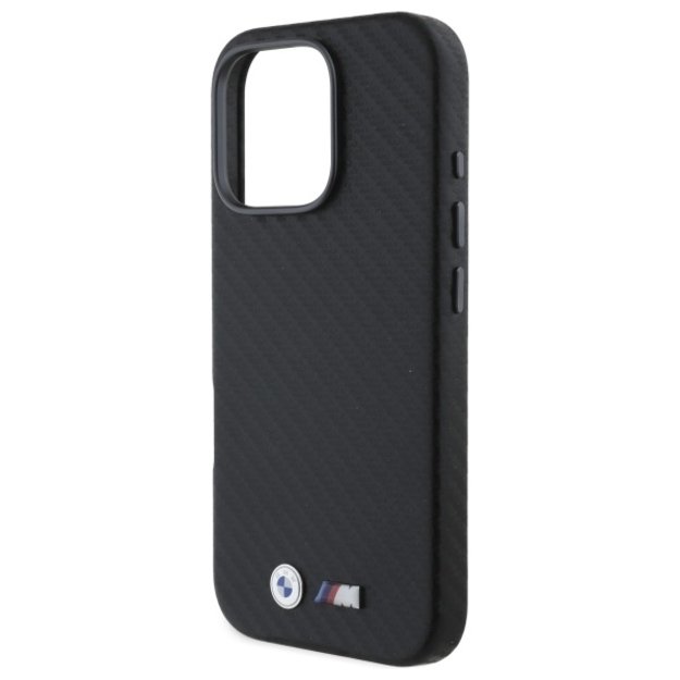BMW Carbon Wrapped Metal iPhone 16 Pro Max Case - Black 5