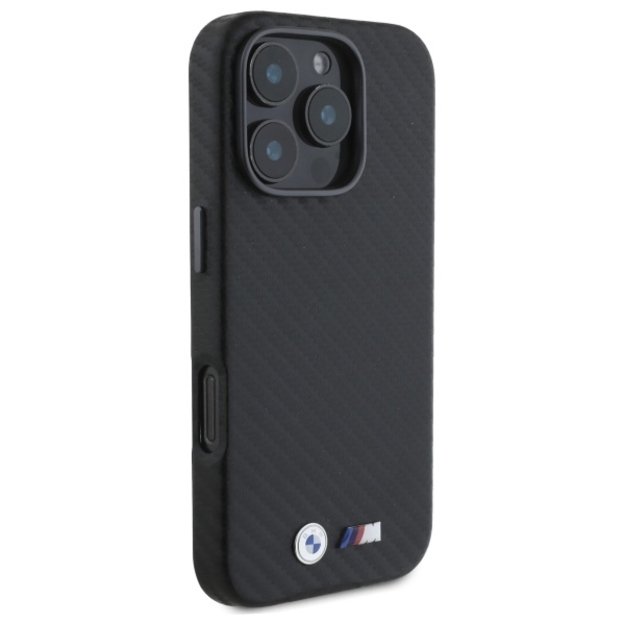 BMW Carbon Wrapped Metal iPhone 16 Pro Max Case - Black 3