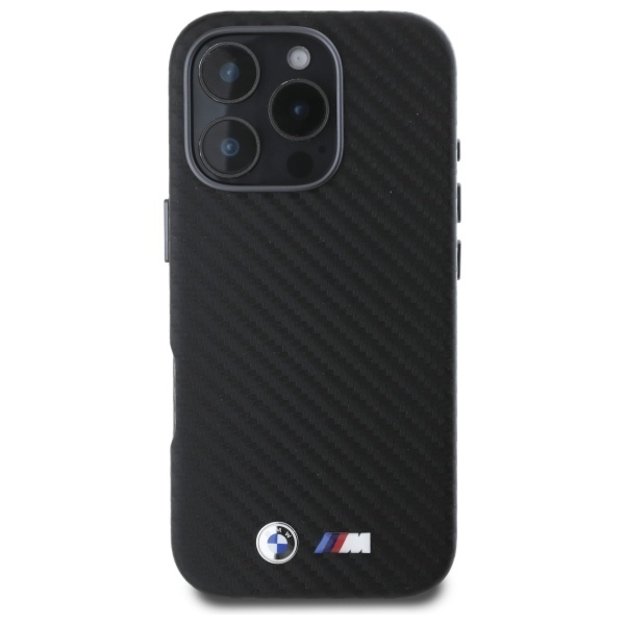 BMW Carbon Wrapped Metal iPhone 16 Pro Max Case - Black 2