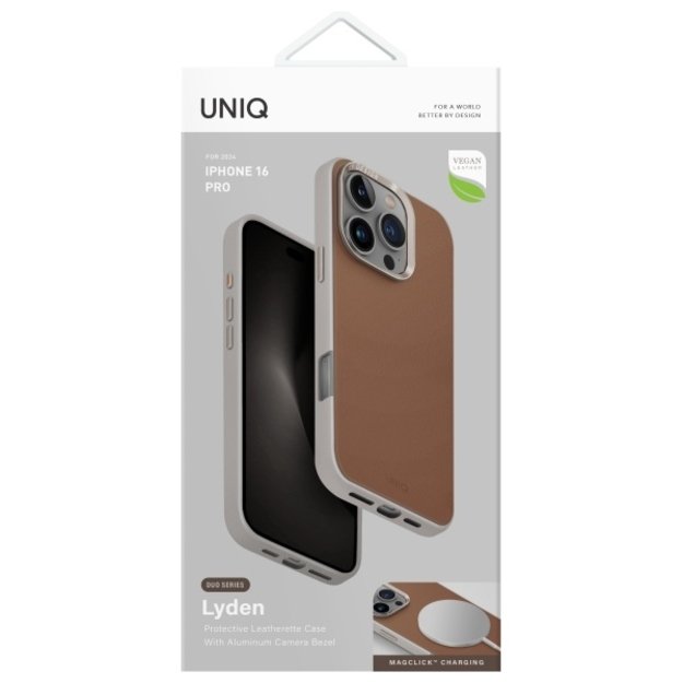 Uniq Lyden DS iPhone 16 Pro 6.3&quot  Magclick Charging Case Caramel/Caramel-Ivory 5