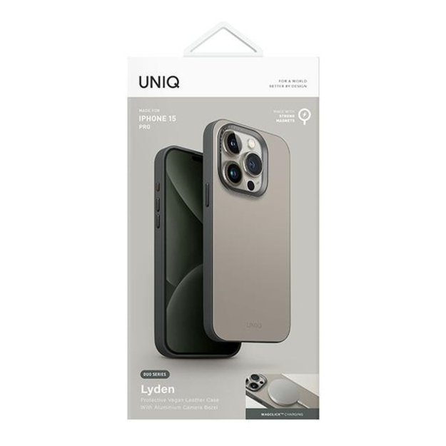 Uniq Lyden DS iPhone 15 Pro 6.1&quot  Magclick Charging case beige-green/ivory-lichen green 5