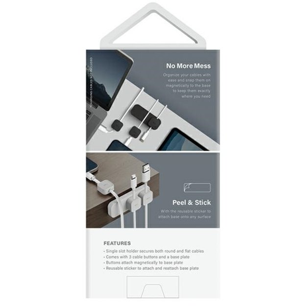 Uniq Pod Mag magnetic cable organizer + base gray/chalk gray 4