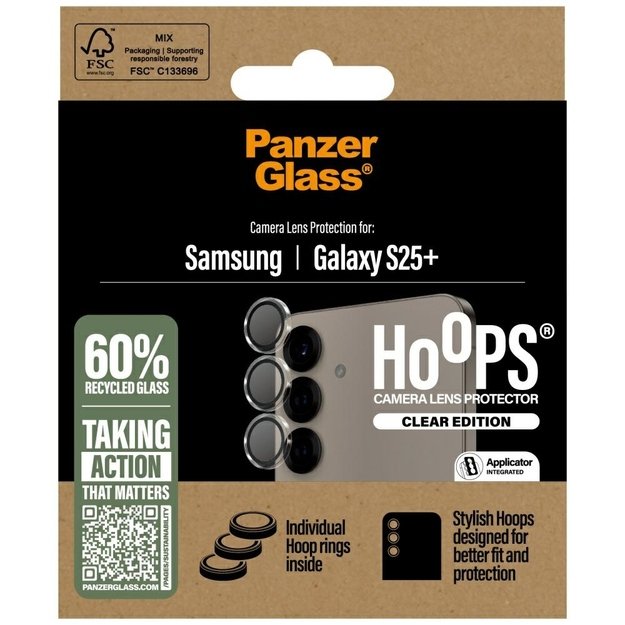 PanzerGlass Hoops Lens Protector Tempered Glass for Samsung Galaxy S25+ Clear 3
