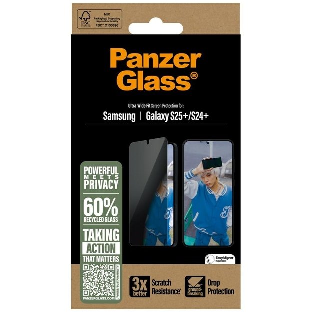 PanzerGlass Ultra-Wide Fit Privacy Glass for Samsung Galaxy S25+ 3