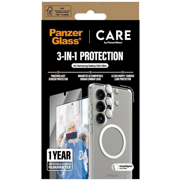 CARE by PanzerGlass Flagship 3in1 Case + Glass + Lens Protective Kit for Samsung Galaxy S25 Ultra 3