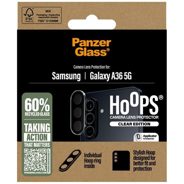 PanzerGlass Hoops Lens Protector Tempered Glass for Samsung Galaxy A36 5G - Clear 3