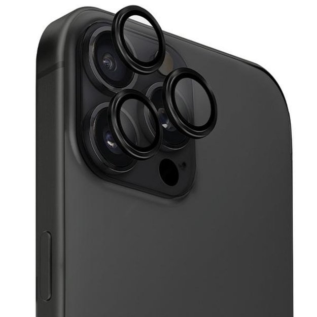 Uniq Optix Aluminum Camera Lens Protector iPhone 16 Pro / 16 Pro Max with Applicator - Black