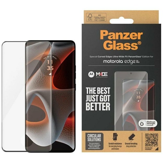 PanzerGlass Ultra-Wide Fit Tempered Glass for Motorola Edge 50 Pro / 50 Ultra