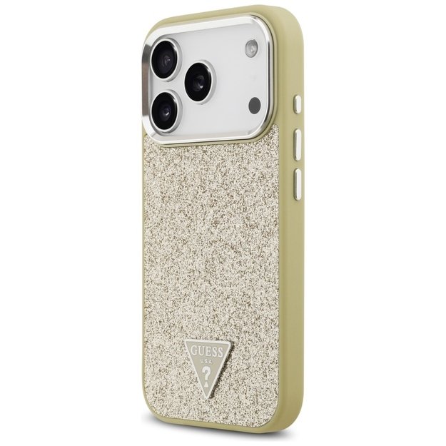 Guess Glitter Triangle Logo MagSafe Case for iPhone 17 Pro - Gold 1