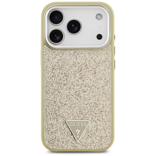 Guess Glitter Triangle Logo MagSafe Case for iPhone 17 Pro - Gold 2