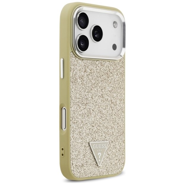 Guess Glitter Triangle Logo MagSafe Case for iPhone 17 Pro - Gold 3