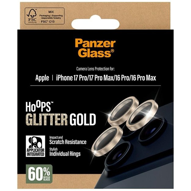 PanzerGlass Hoops Glitter Tempered Glass Lens Screen Protector for iPhone 17 Pro / 17 Pro Max / 16 Pro / 16 Pro Max - Gold 4