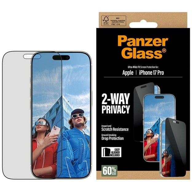 PanzerGlass Ultra-Wide Fit EasyAligner Privacy Glass for iPhone 17 Pro