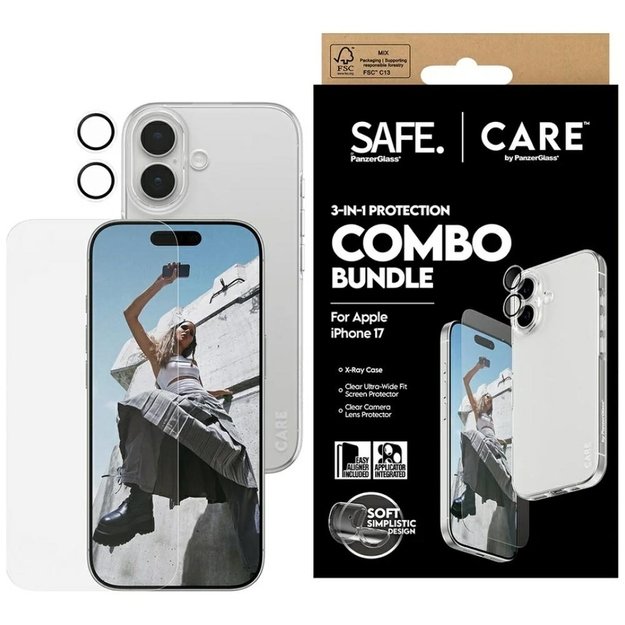 CARE by PanzerGlass Fashionable Combo 3in1 Case + Glass + Lens for iPhone 17 2