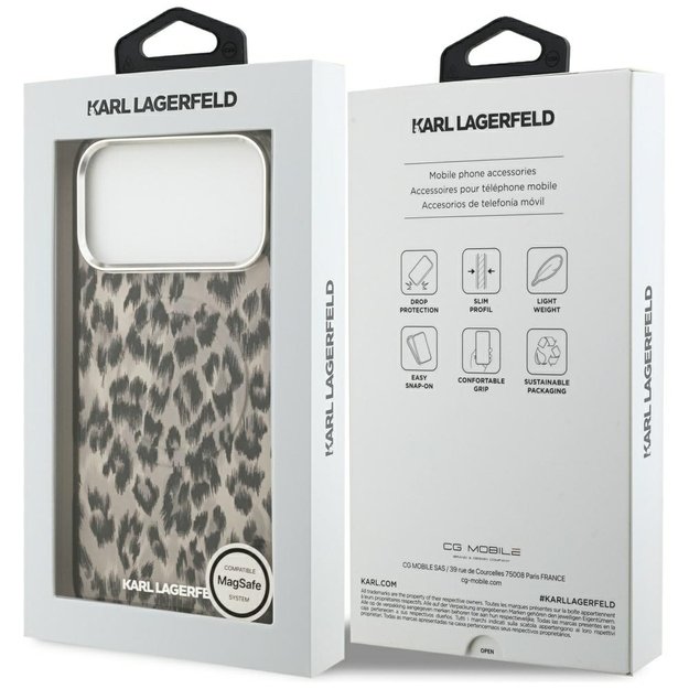 Karl Lagerfeld IML Leopard Pattern MagSafe Case for iPhone 17 Pro Max - Brown 7