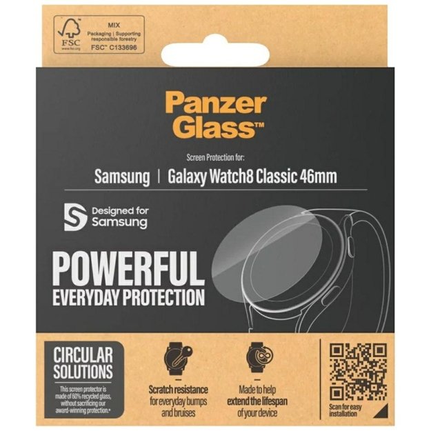 PanzerGlass Tempered Glass Screen Protector for Samsung Galaxy Watch 8 Classic 46mm - Transparent 3