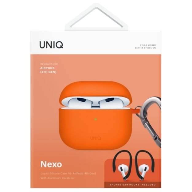 Uniq Nexo AirPods 4 + Ear Hooks Silicone case - orange 7