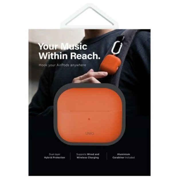Uniq Nexo AirPods 4 + Ear Hooks Silicone case - orange 8