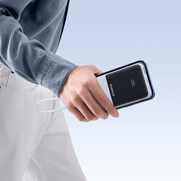 Powerbank Baseus Lipow 10000mAh 22,5W z dwoma wbudowanymi kablami (z kablem Baseus Simple USB-A - USB-C 3A 20cm) - biały 11