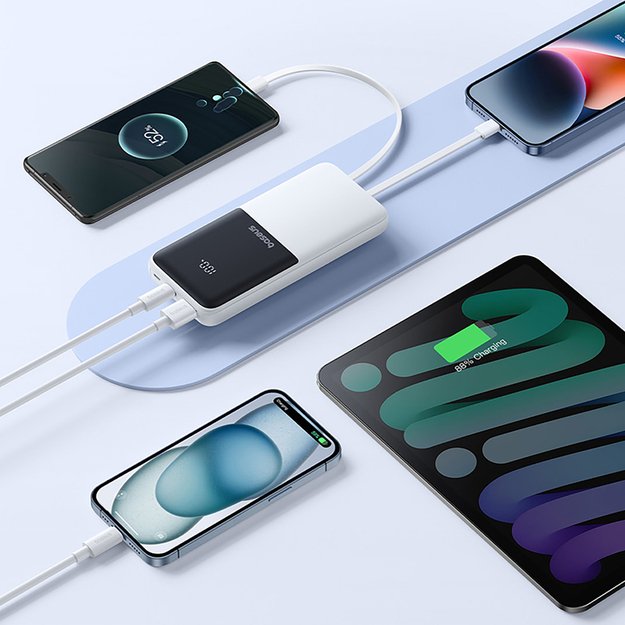 Powerbank Baseus Lipow 10000mAh 22,5W z dwoma wbudowanymi kablami (z kablem Baseus Simple USB-A - USB-C 3A 20cm) - biały 9