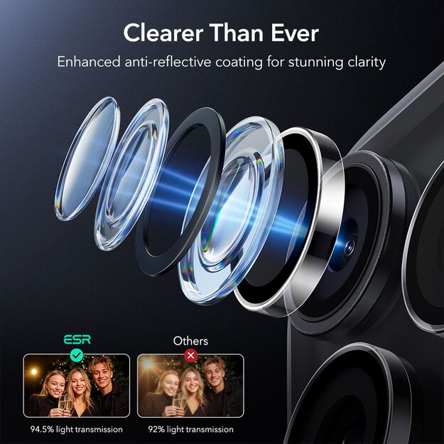 ESR Armorite Camera Protector for iPhone 14 Pro / Pro Max / 15 Pro / Pro Max / 16 Pro / Pro Max / 17 Pro / Pro Max - Clear 5