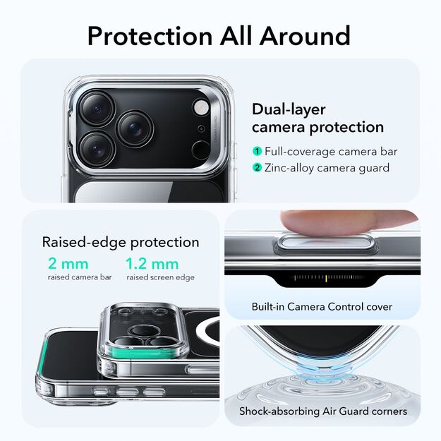 ESR Classic Hybrid Kickstand MagSafe Case for iPhone 17 Pro - Clear 1