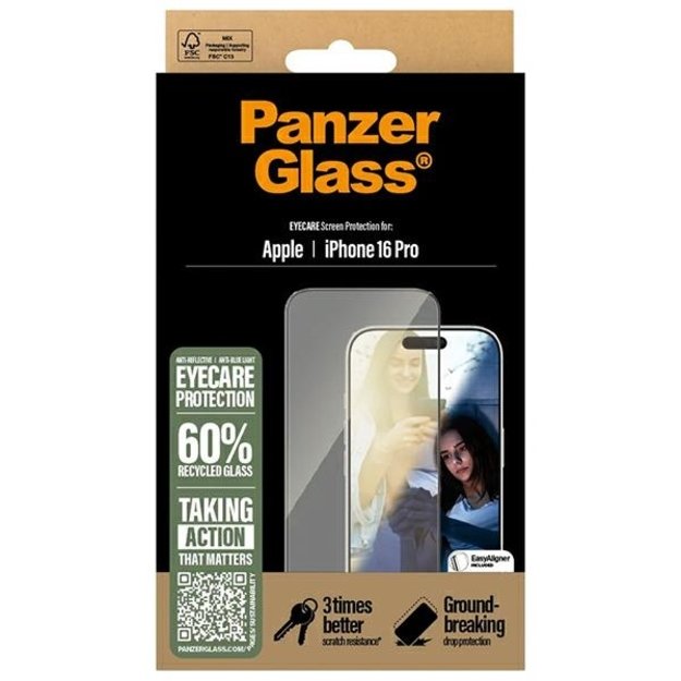 PanzerGlass EyeCare Screen Protector iPhone 16 Pro 6.3&quot  Ultra-Wide Fit 2866 3