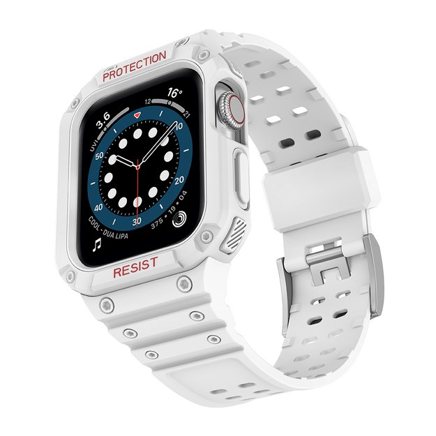Protect Strap Band for Apple Watch 38/40/41mm Armored Case Strap - White 9