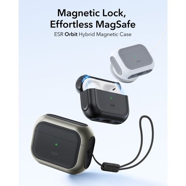 ESR Orbit HaloLock MagSafe Case for AirPods Pro 3 - Gray &amp  Black 1