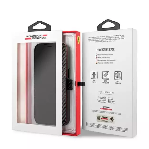 Ferrari FESAXFLBKP13SBK iPhone 13 mini 5.4&quot  black/black book On Track Carbon Stripe 12
