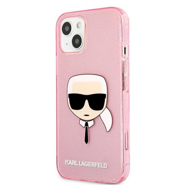 Karl Lagerfeld KLHCP13SKHTUGLP iPhone 13 mini 5,4  różowy/pink hardcase Glitter Karl s Head 1