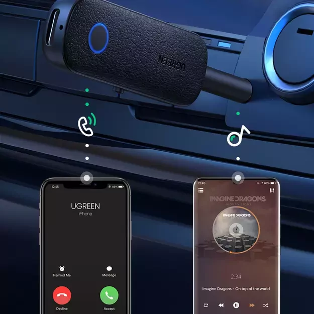 Ugreen receiver bluetooth transmitter mini jack 3.5mm black (CM403) 3
