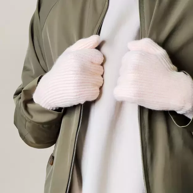 Braided phone gloves with cutouts for fingers - pink 9