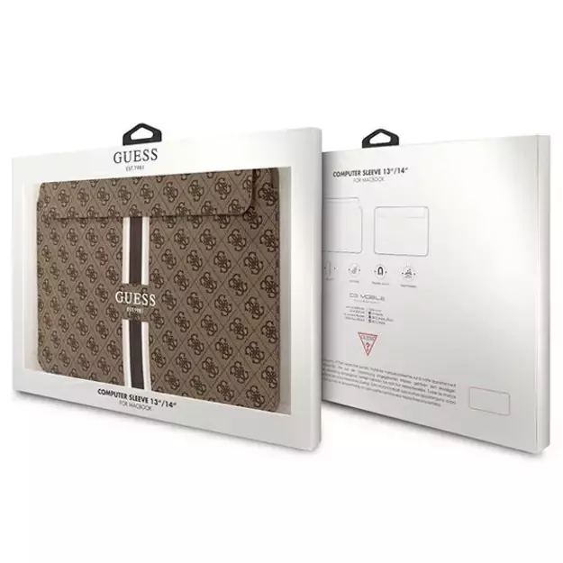 Guess 4G Printed Stripes cover for a 14&quot  laptop - brown 3