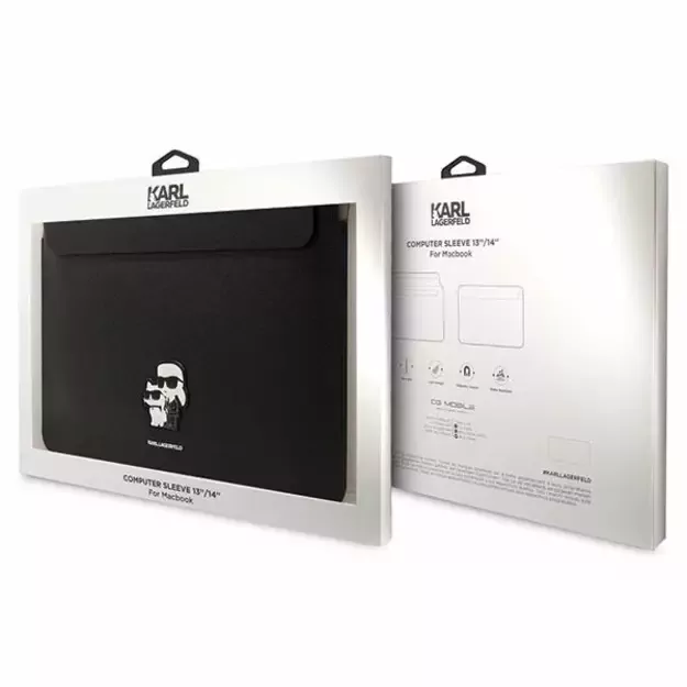 Karl Lagerfeld Saffiano Karl&amp Choupette case for a 14&quot  laptop - black 3