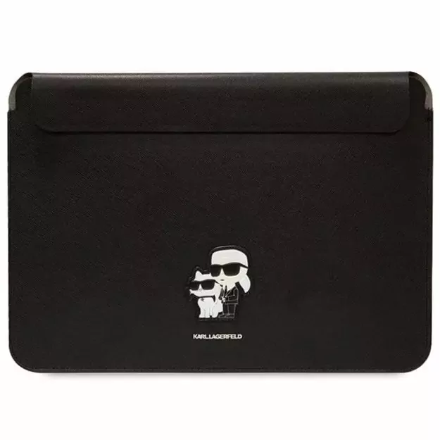 Karl Lagerfeld Saffiano Karl&amp Choupette case for a 14&quot  laptop - black