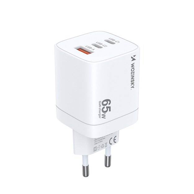 Wozinsky CGWCW 65W USB-A / 2 x USB-C GaN wall charger - white 1