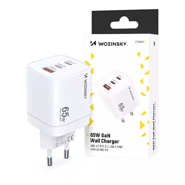 Wozinsky CGWCW 65W USB-A / 2 x USB-C GaN wall charger - white 3