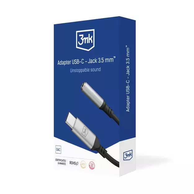 3mk USB-C adapter - 3.5 mm minijack - silver 1
