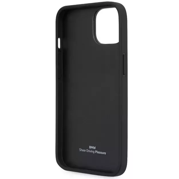 Case BMW BMHCP14S22RVSK iPhone 14 6.1  black/black hardcase Leather Stamp Blue Lines 6