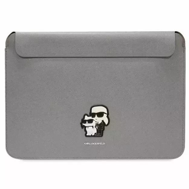 Karl Lagerfeld Saffiano Karl&amp Choupette case for a 14&quot  laptop - silver
