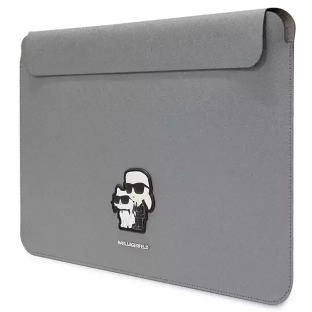 Karl Lagerfeld Saffiano Karl&amp Choupette case for a 14&quot  laptop - silver 3