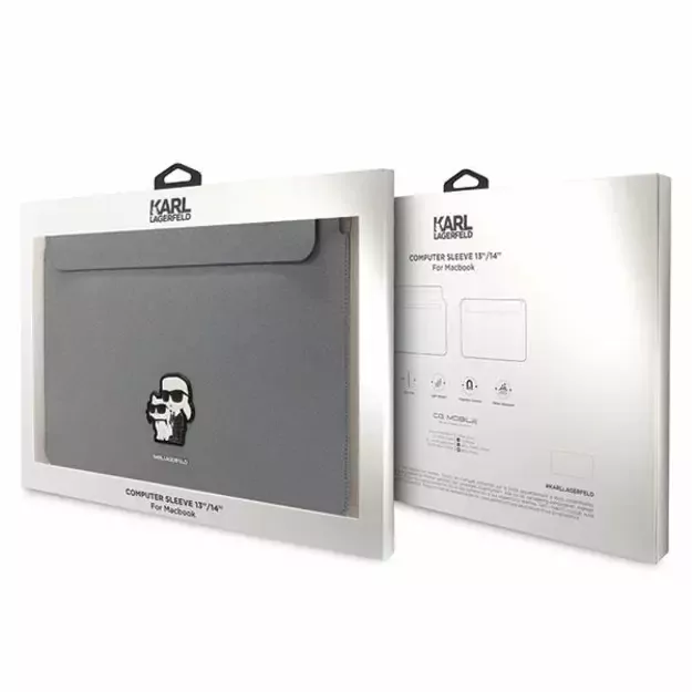 Karl Lagerfeld Saffiano Karl&amp Choupette case for a 14&quot  laptop - silver 6