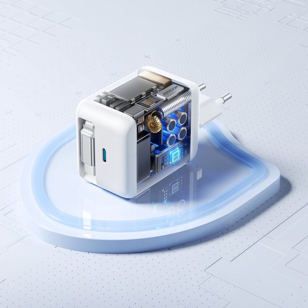 Joyroom JR-TCL06 67W GaN Wall Charger with Built-in Retractable USB-C Cable - White 4