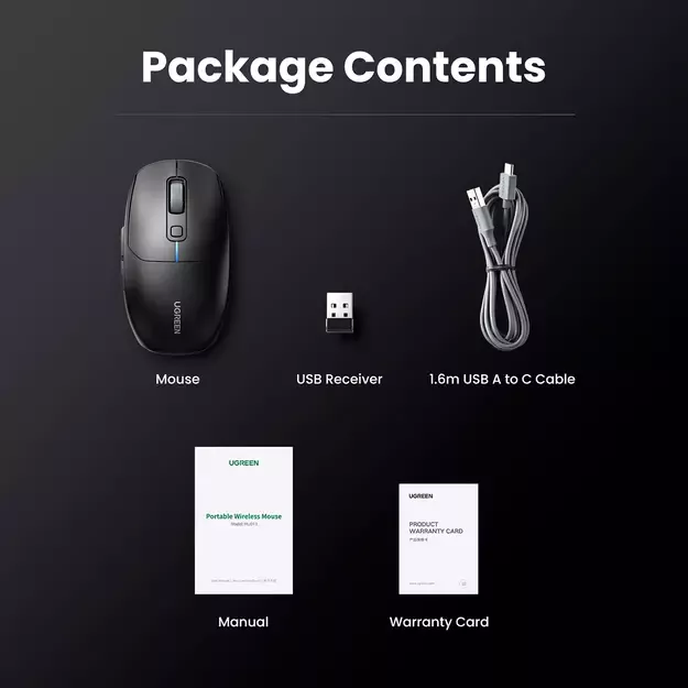 Ugreen MU103 Bluetooth 5.0 computer mouse / 2.4GHz USB receiver - black 3