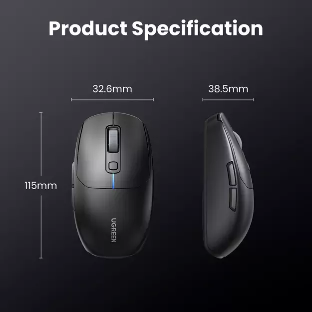 Ugreen MU103 Bluetooth 5.0 computer mouse / 2.4GHz USB receiver - black 4