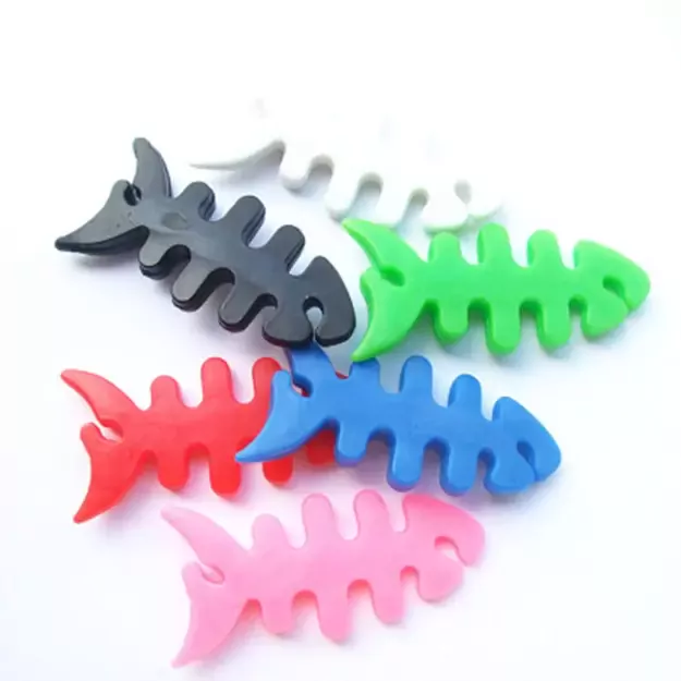 Fish-shaped headphone cable wrap - white 1