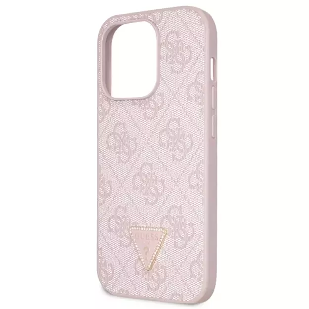 Guess GUHCP14LP4TDSCPP case for iPhone 14 Pro - pink Crossbody 4G Metal Logo 13