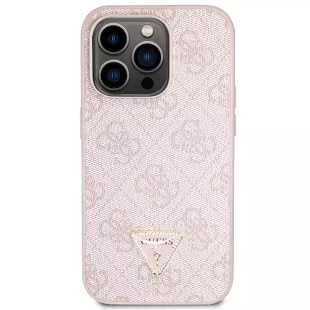 Guess GUHCP14LP4TDSCPP case for iPhone 14 Pro - pink Crossbody 4G Metal Logo 9